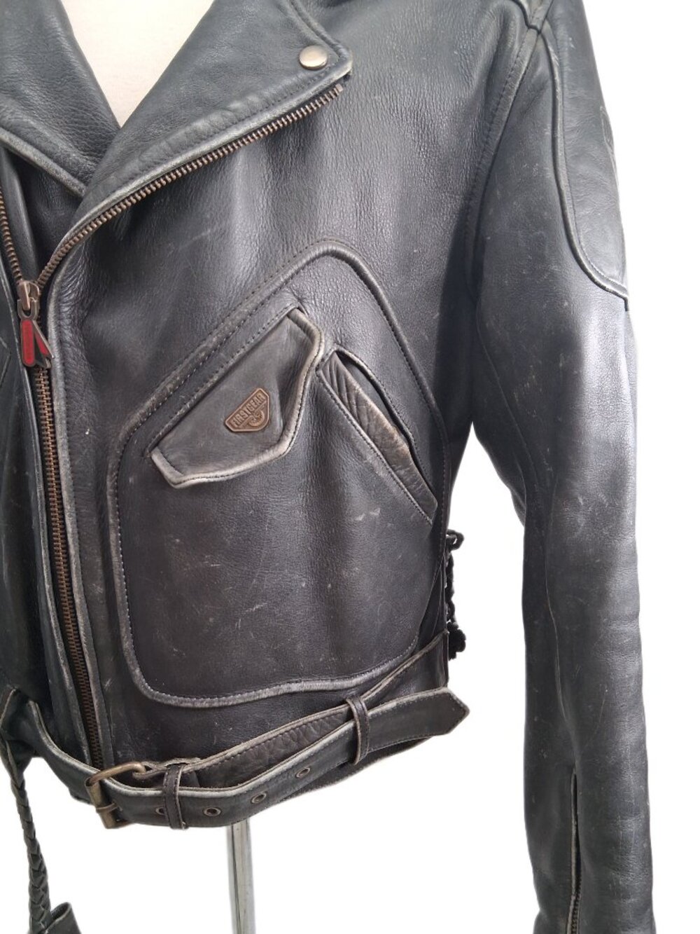 Vintage Firstgear By Hein Gericke Leather Motorcycle Jacket Belted Men's Biker L - Picture 5 of 16